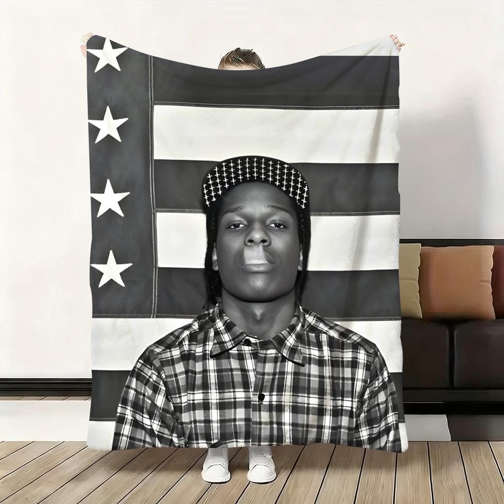 A$Aps R-Rocky A-Asap Throw Flannel Fluffy Soft Blanket Warm Skin-Friendly Throw For Sofa Bed Office Nap Winter