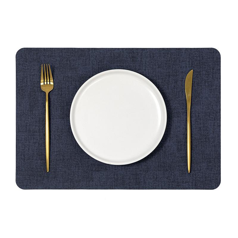 Nordic Style Retro Pu Leather Placemat Waterproof And Oil-Proof Table Mats Western Restaurant Heat-Insulating Mats синий