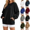 Trendiges lockeres Sweatshirt für Damen - Pullover mit Farbe, Rückenfalten und Taschen
