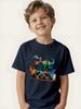 Printed short-sleeved T-shirt, cool summer top for children, exclusive for dinosaur fans