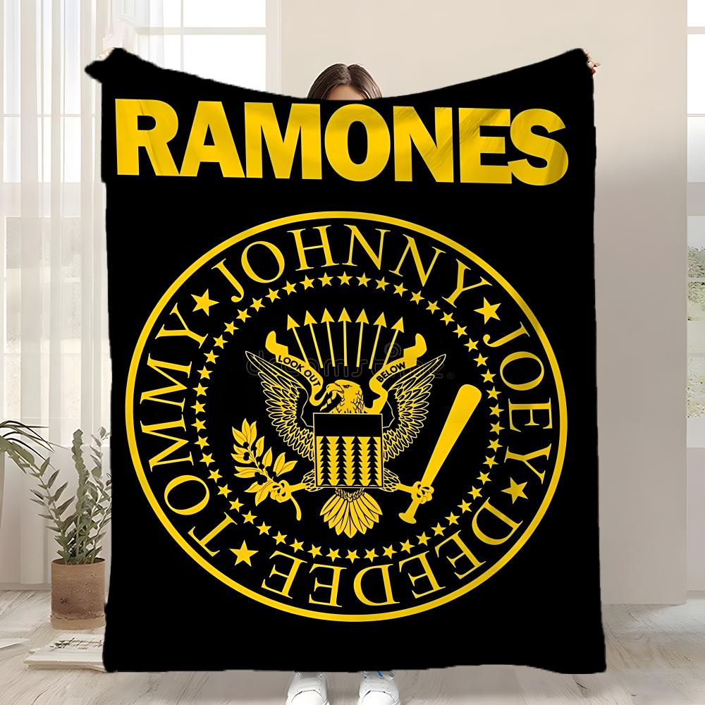 Rock Band R-Ramones Throw Kid-Friendly Flannel Throw Blanket Soft Warm Anti-Static Washable All Season