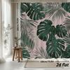 Tropical Leaf Shower Curtain – Pink Background With Monstera & Palm, 12 Hooks, 70.8×70.8 In, Polyester, Machine Washable