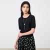 Same solid color round neck short sleeved knitted T-shirt for women in the shopping mall, thin waist collection casual top for summer 2026