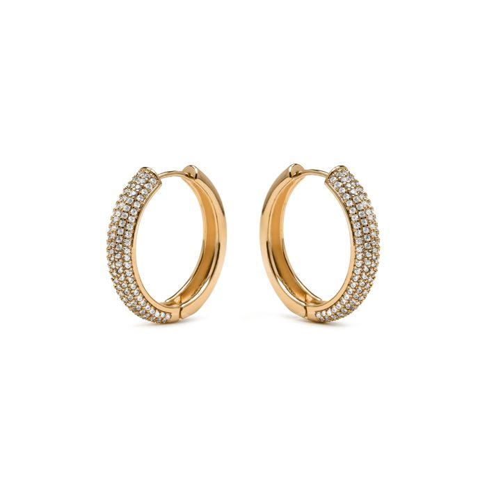 Boucles d'oreilles - LUXENTER - Mapris - finition or 18k - zircon blanc - 19 mm