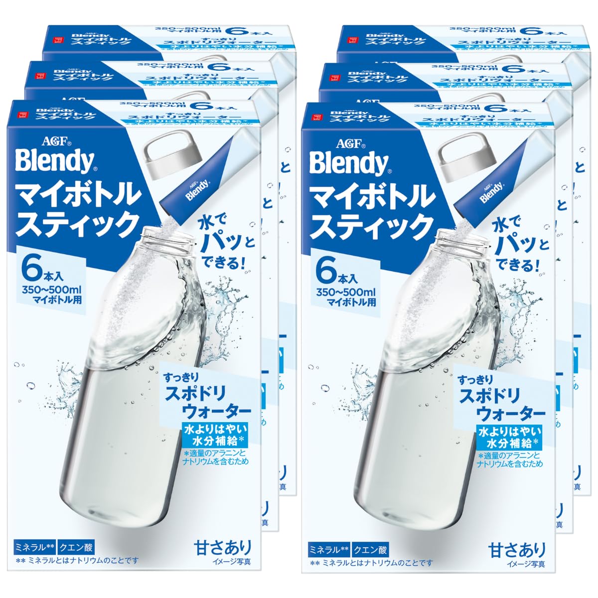 AGF Blendy My Bottle Stick Refreshing Sports Drink Water 6 sticks x 6 boxes Water [Hydration Support] [For Bottles]