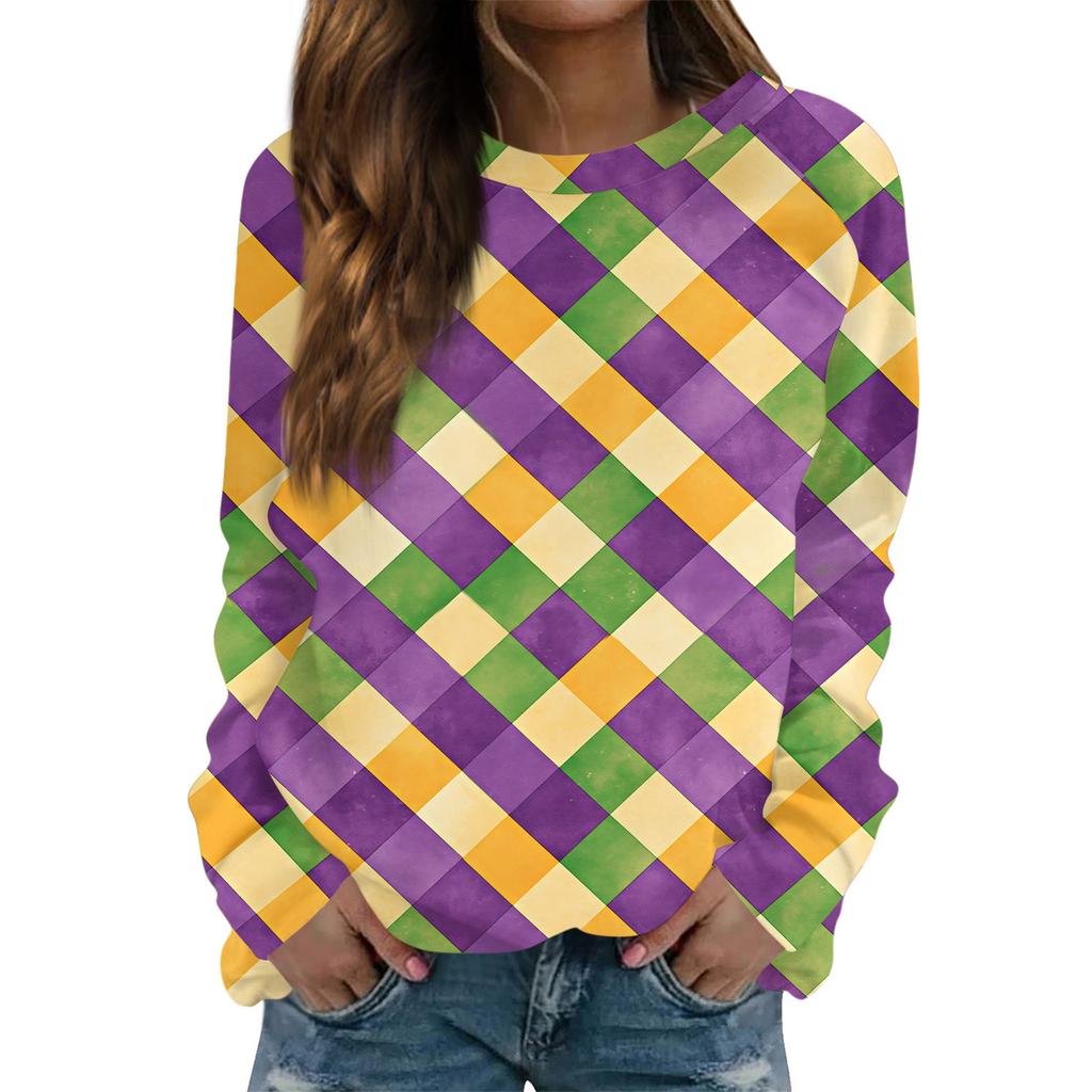 Round Neck Long Sleeve Sweatshirts For Women Print Graphic Top Casual Basic Tops Pullover