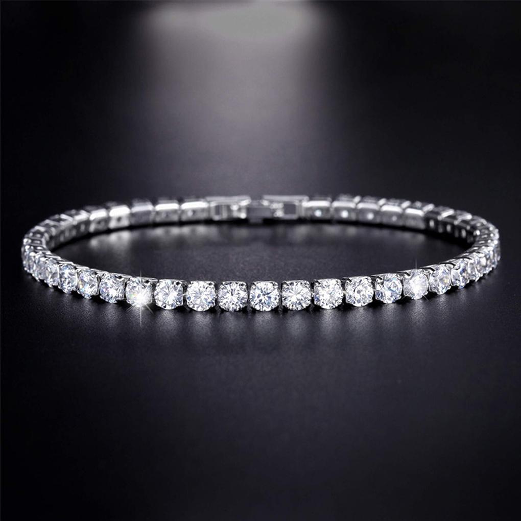 Excellent Iced-Out Chain Crystal Wedding Bracelet In Gold And Silver Cubic Zirconia Tennis Bracelet