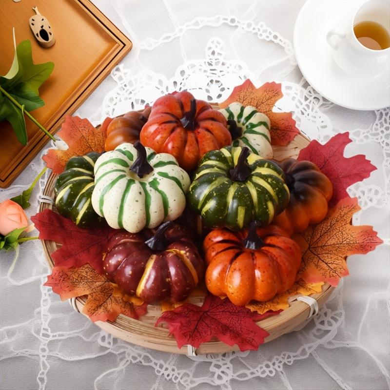 Set of 5 Artificial Pumpkin Miniature Sculpture High Simulation Design Outdoor Indoor Party Decoration Craft Ornaments