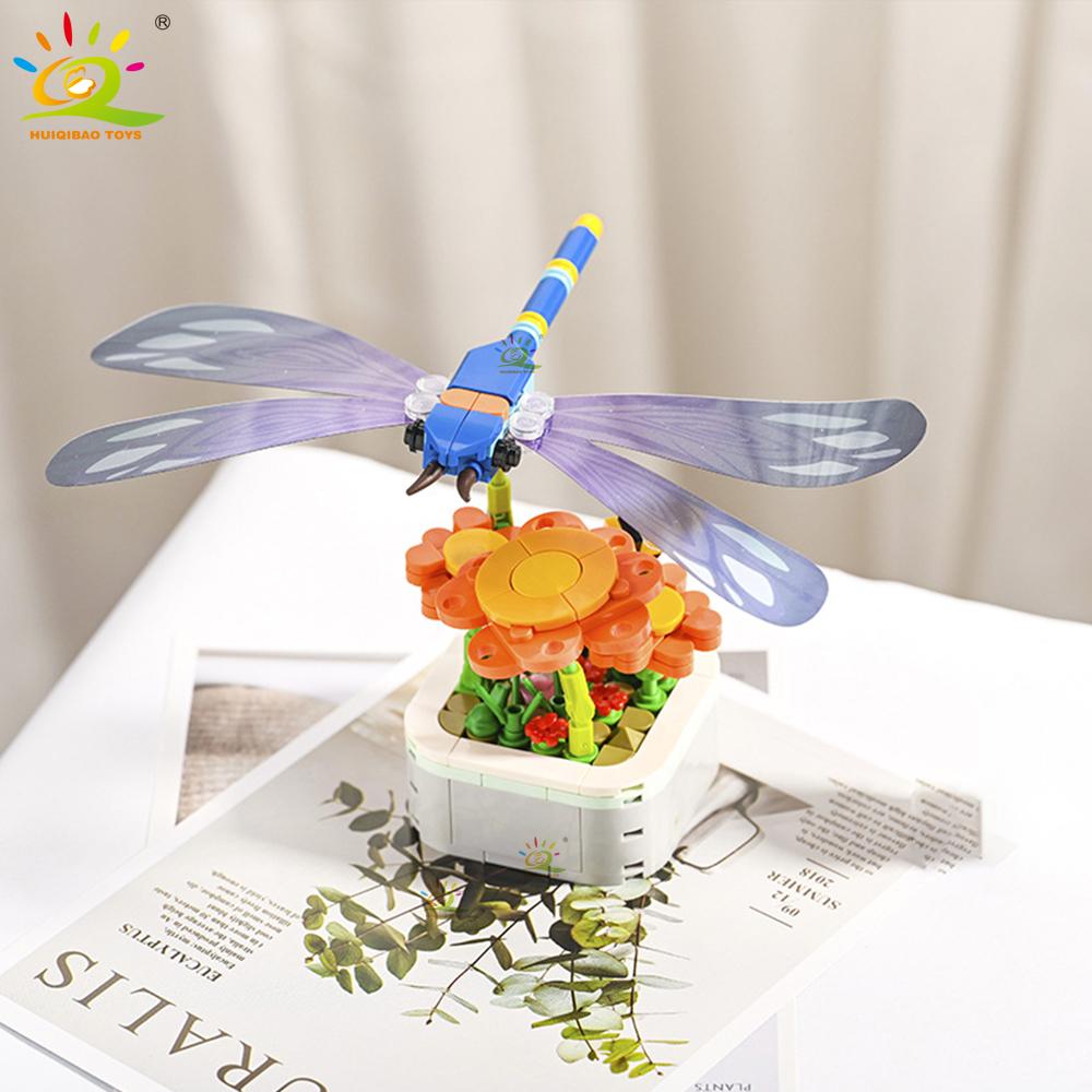 Non-Toxic Moc Insect Flower Building Blocks Flowerpot Bonsai Romantic Gift For Children Bricks Diy Potted Plants Model Kids Ornament