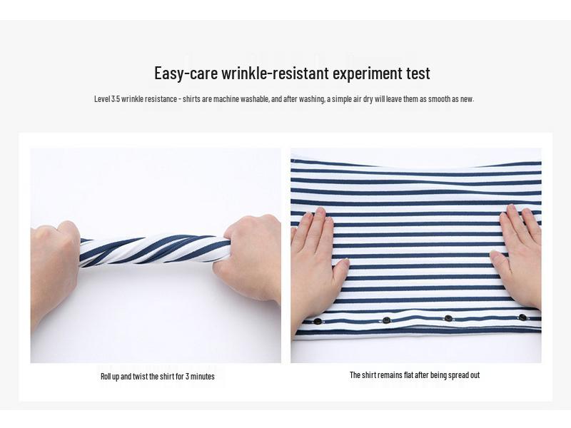 Men's Spring Easy-Care Striped Long Sleeve Stretch Slim Fit Shirt - Iron-Free Business Wear