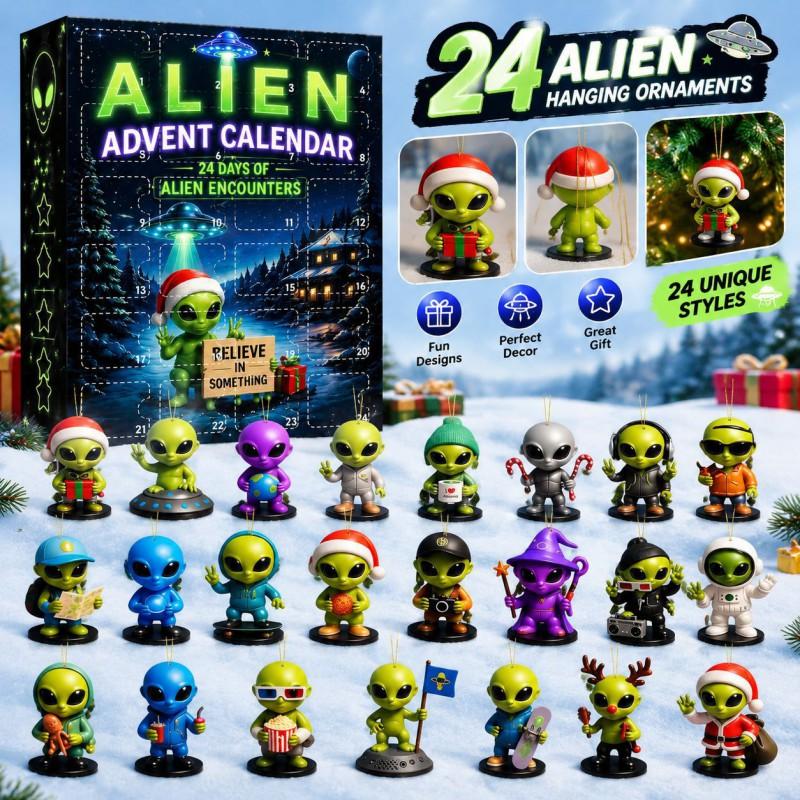 Alien Advent Calendar UFO Charms Blind Box Christmas Countdown Decorations 24 Pcs