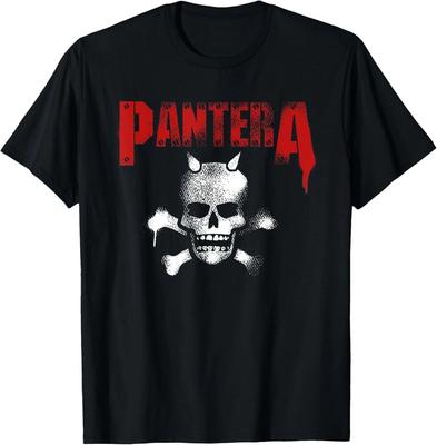 Pantera Offizielles T-Shirt mit Schablone 'Gehörnter Schädel'