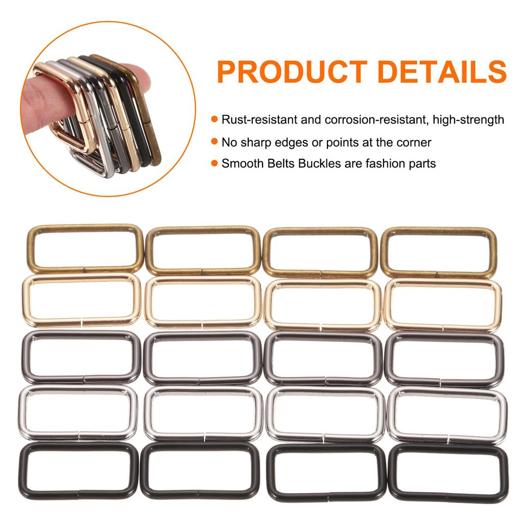 36pcs Metal Rectangle Ring Buckles x Square Strap Webbing Belt Rings for Camping Dog Luggage Belt Craft DIY Accessories Bronze [uxcell] 4/5" 1"