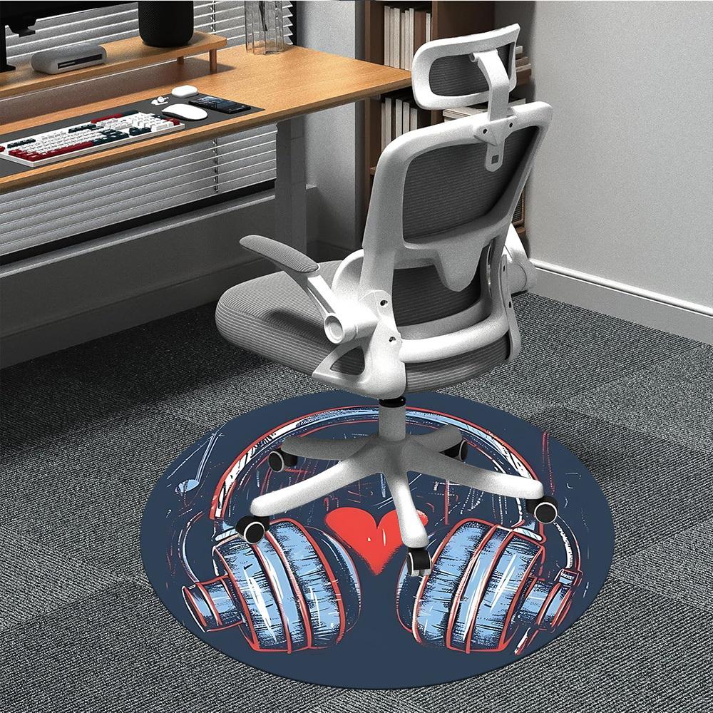 

1pc Music Love Office Round Area Rug, Indoor Mat Suitable ForOffice, Under Office Chairs Bedroom Living Room Home Decor T171 80cm by 80cm