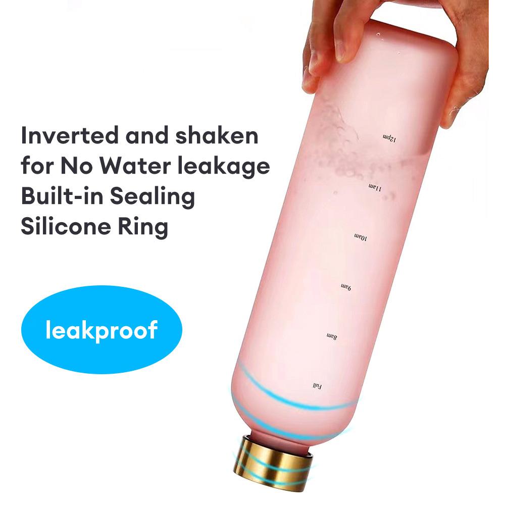 1L Motivational Water Bottle 32oz Reusable Plastic Drinking Bottle with Time Marker Leakproof Fashion Style Bottle for Travel