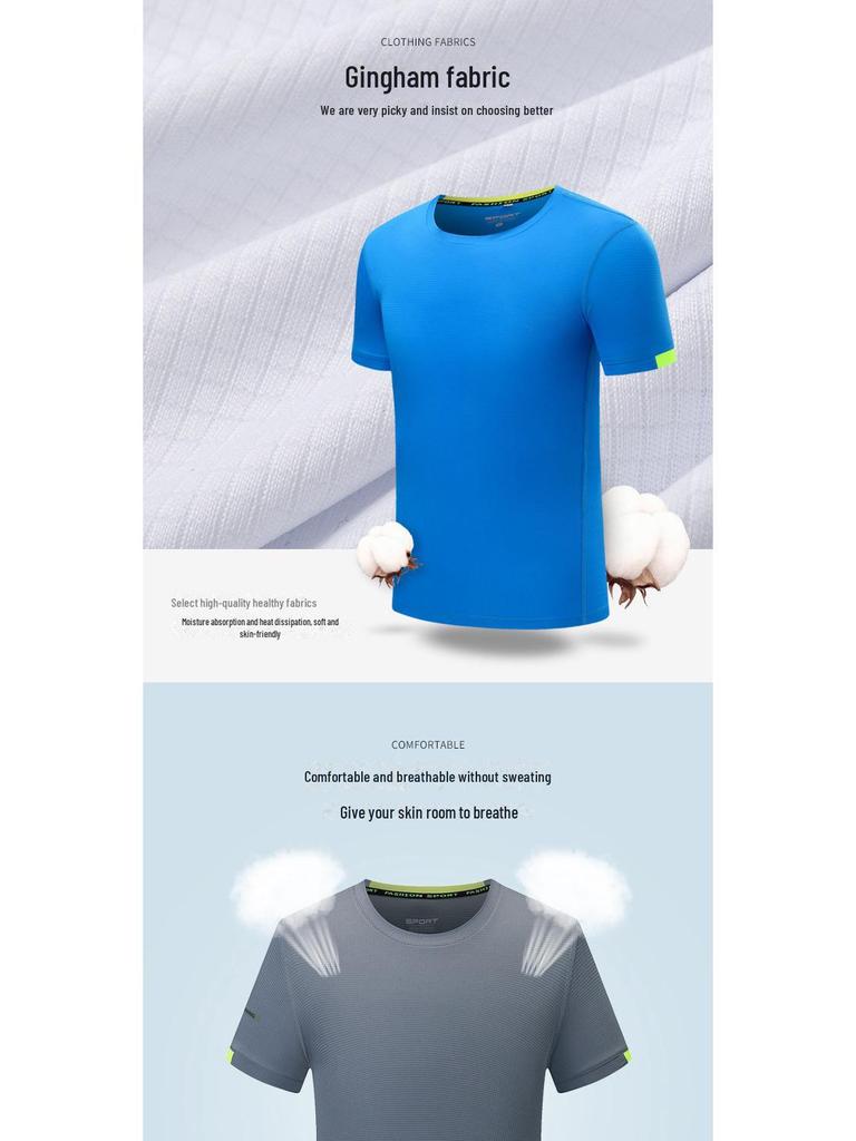 Quick-Dry Custom Round Neck T-Shirt - Printed Logo, Short-Sleeve Uniform for Work, Class, DIY, or Marathon Groups