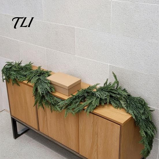 DIY Christmas Floral Arrangements 4/6FT Artificial Cedar Garland, Real Touch Pine Garland Decoration, Faux Winter Wreath, Realistic Cypress with Cones