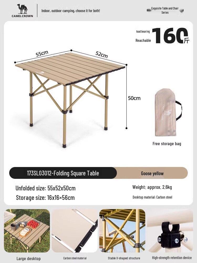 Aluminum Alloy Portable Folding Picnic Table & Chairs Set for Camping