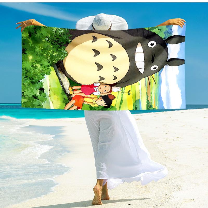 1pz Asciugamano da Spiaggia Avventura di Totoro Vicino, Asciugamano da Spiaggia Assorbente ad Asciugatura Rapida, Asciugamano da Spiaggia per Sport all'Aperto Nuoto, Morbido e Confortevole Y7186