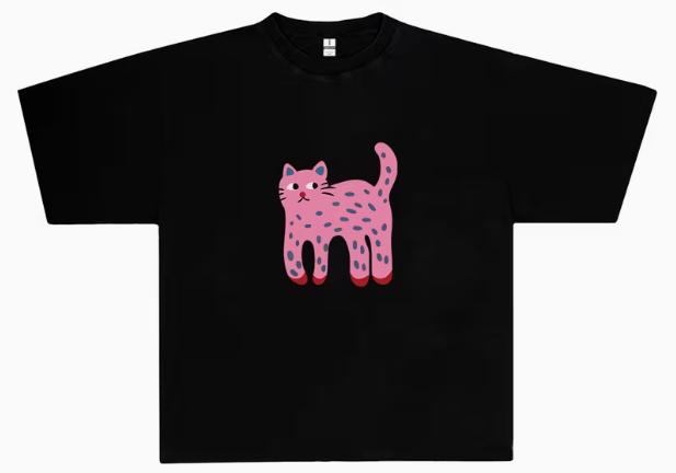 Cartoon Fun Creative Newmodel Personality Clothes Oversized Unisex Tshirt Fashion Hip Hop Street Trendy Cotton Hot Product Tee