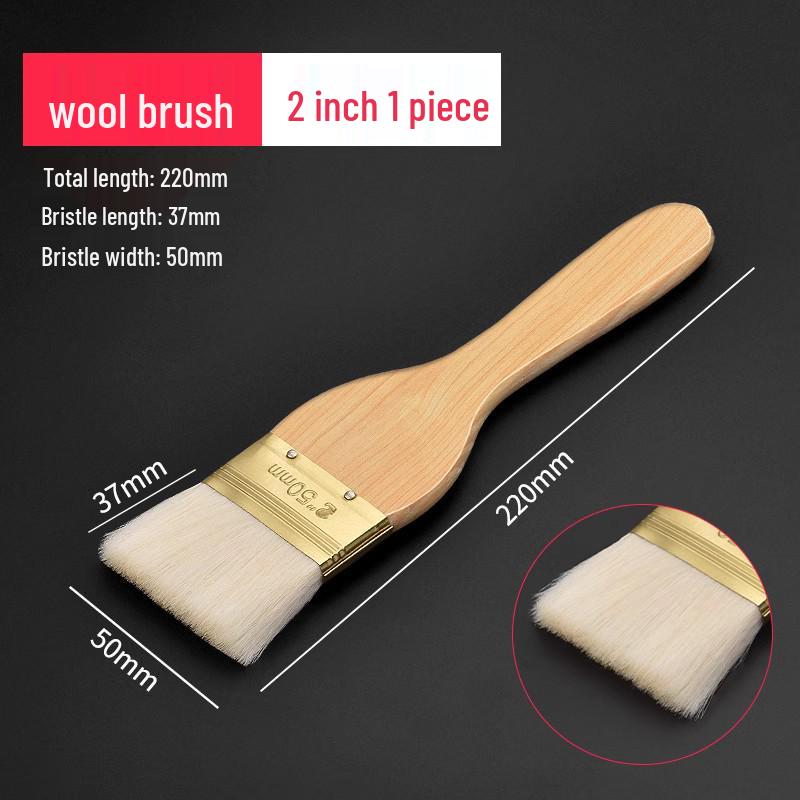 Wool-Latex Paint Brush with Wooden Handle, Soft Non-Shedding Bristles, Ideal for Wall Cleaning and Painting