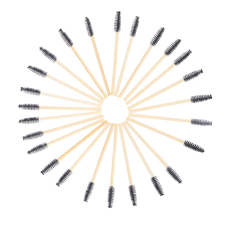 50Pcs Bamboo Handle Eyelash Brush Makeup Brush Eyelash Extension Eyebrow Brush