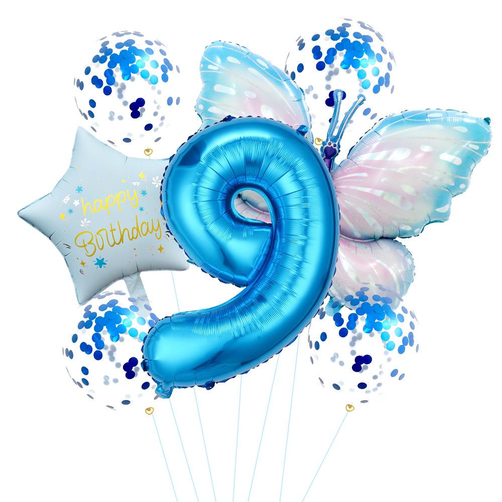 Butterfly 32 Inch Digital Flower Aluminum Film Balloon Set Baby Birthday Balloon Party Decoration Scene