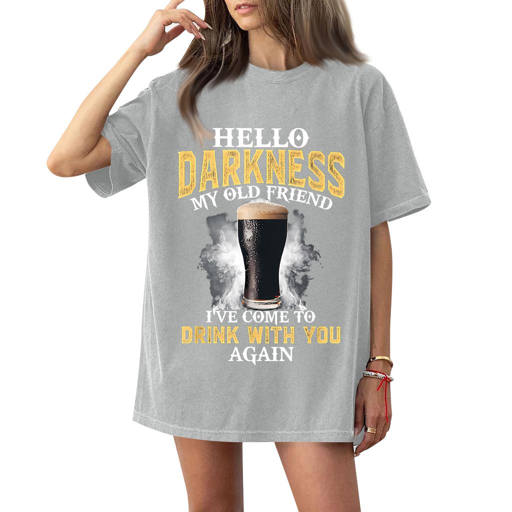 ( Darknss My Old Freend) Women's Fashion Casual Short-Sleeve Neck St. Patrick's Day Printed Shirt/T-Shirt Top