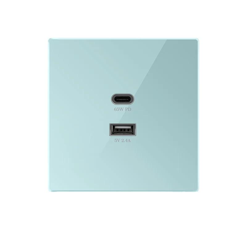Universal 2 Port 30W 65W Type-c Super Fast Charging Wall Socket, White/gold/gray/black Uk 2.4A Usb C Plug Adapter 220V Outlet