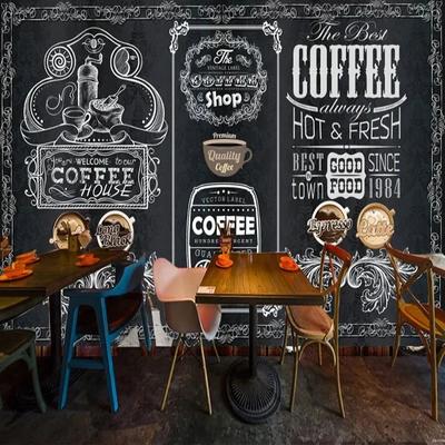 3d Retro Hand-Painted Blackboard Wallpaper Coffee Shop Restaurant Background Wall Decor Wallpaper