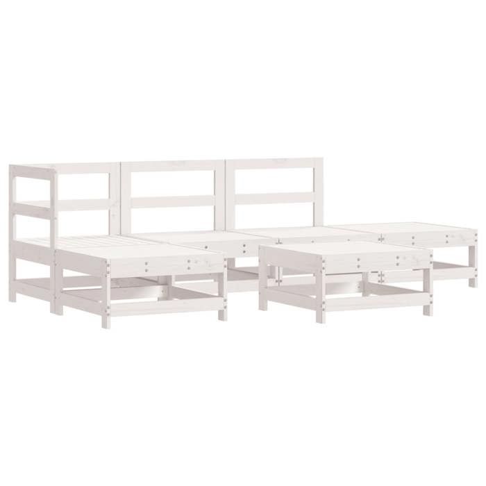 VidaXL Salon de Jardin 6 pcs, Canapés avec Repose-pied, Ensemble de Meubles avec Table Basse Patio Terrasse, Rustique, Blanc 3186313