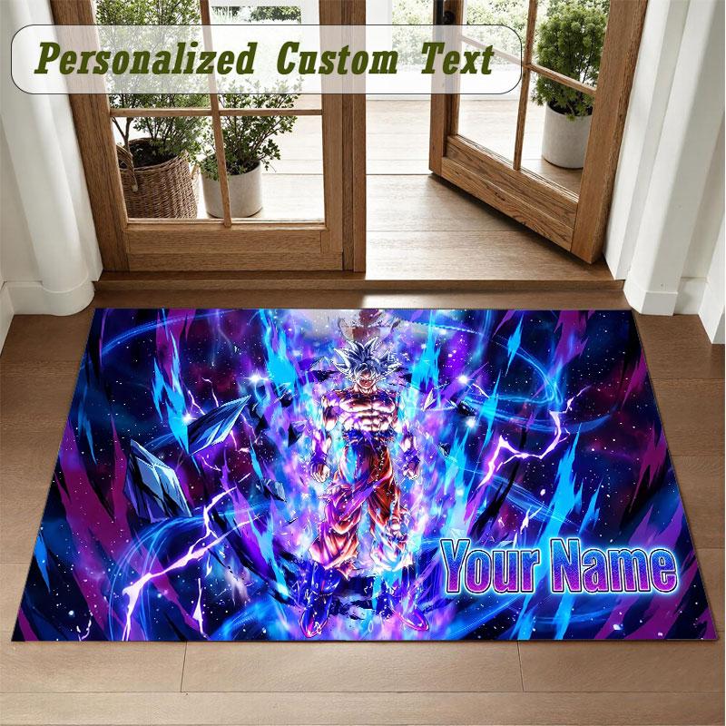 Crystal Velvet Square Rug Custom NameDragon Ball Pattern Non Slip Home Floor Decor Rug