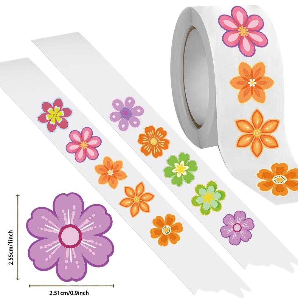 500PCS Cartoon Flowers Roll Stickers Colorful Flowers Shaped Graffiti Sticker DIY Scrapbooking Phone Luggage Skateboard Decals