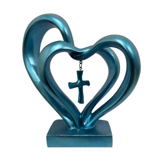 Enfeite de Mesa Base Estável Formato de Coração Figura de Resina Decoração de Mesa com Poema Sentimental São Precisos Três para o Casamento Presente de Aniversário de Casamento