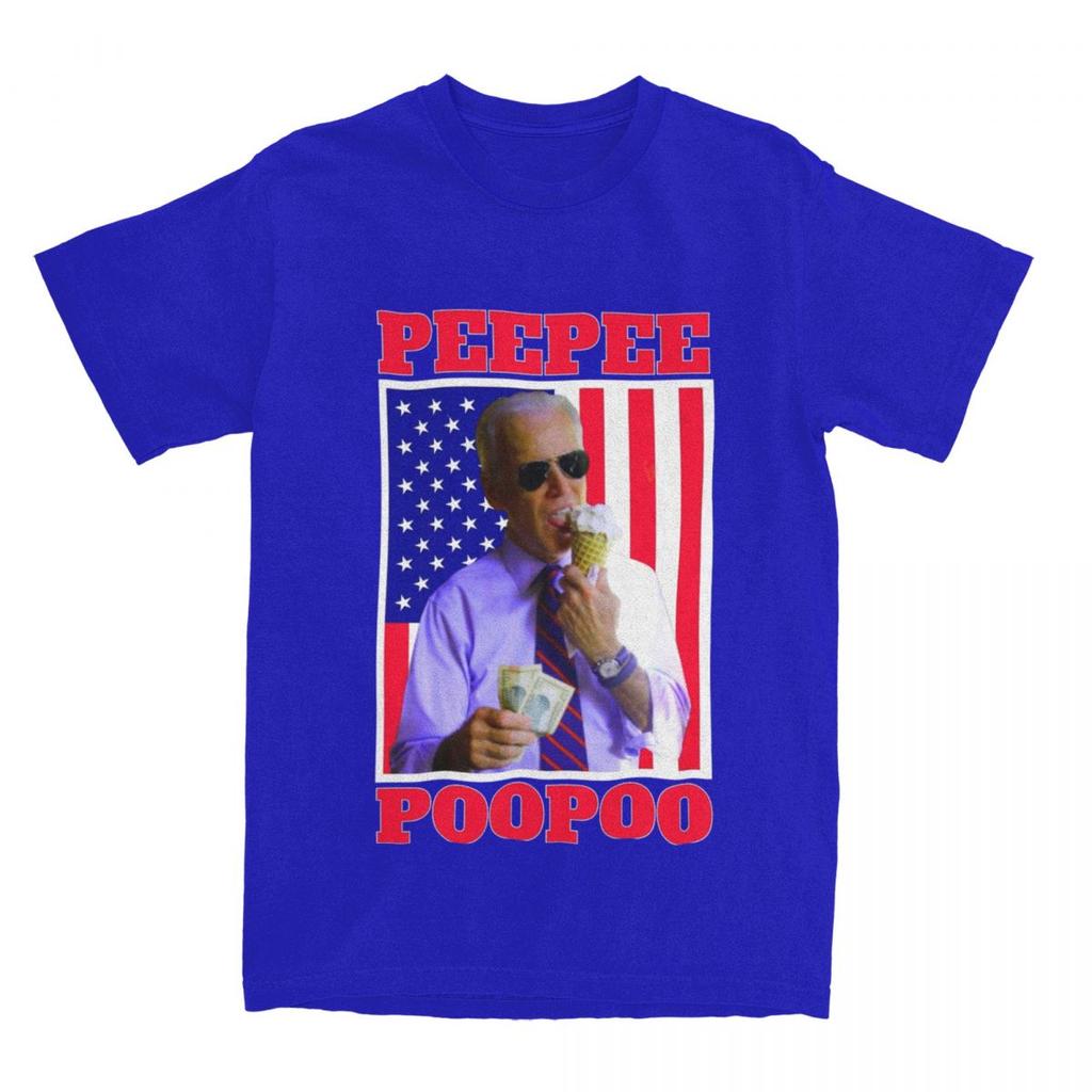 Biden PeePee PooPoo Pánská trička Čistá bavlna Chladivá trička Kulatý výstřih Vtipná meme trička Krátký rukáv Oblečení Nápad na dárek