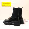Fashion 7CM Women's Loafers Socks Boots 2024 New Thick-soled Leather Shoes Single Shoes Small Size Elastic Boots Snow Boots