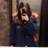 Womens Oversized Down Jacket With Faux Fur Collar Short Puffer Coat Winter Warm Hooded Outerwear Daily Wear