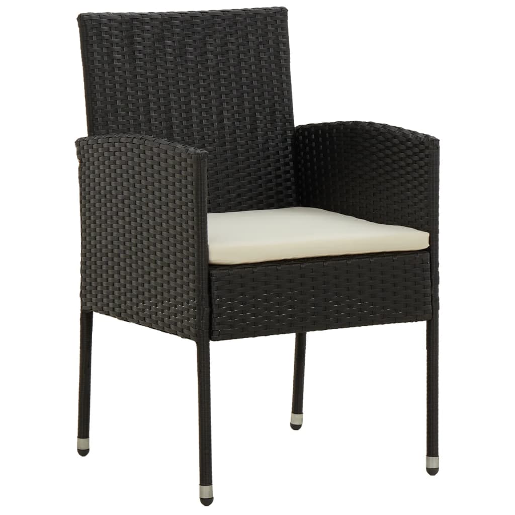 7 Piece Garden Dining Set Poly Rattan Black