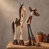 Handcrafted Horse Sculpture 1/2Pcs West Cowboy Figurine, Cartoon Resin Statue, Figurine Shaped Desktop Decoration for Home Office Western Statue