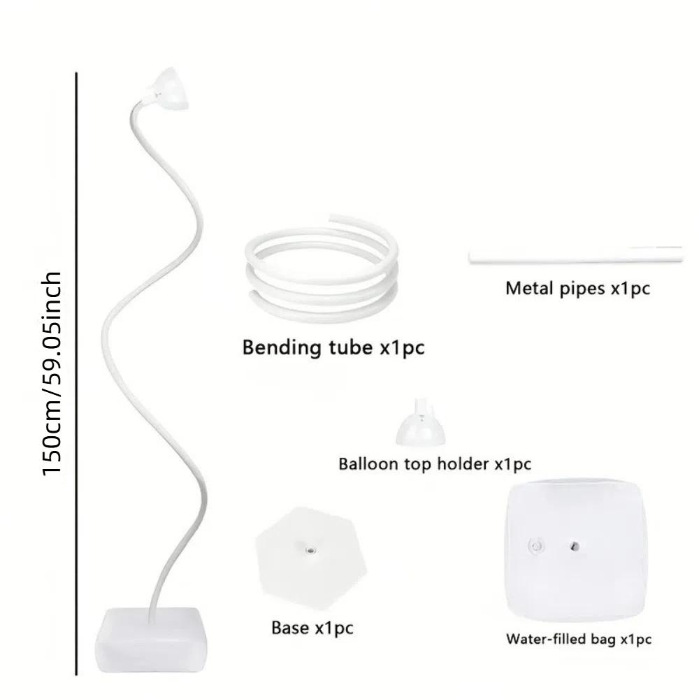 

Безкоштовний набір для арки з повітряних кульок з можливістю згинання, регульована підставка для напіварки, весілля, день народження White-1.5m