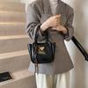 Retro trend shoulder bag 2025 new women's bag messenger bag solid color bucket bag underarm bag portable