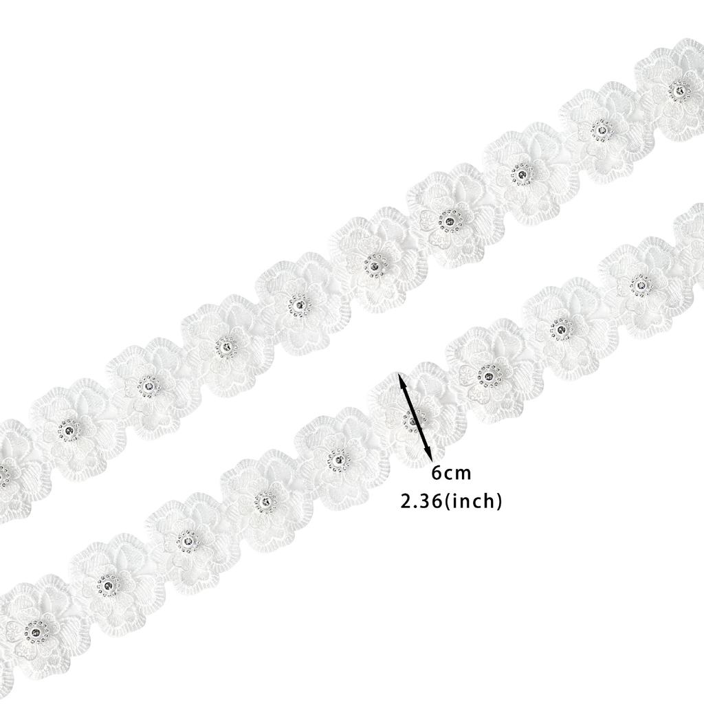 Delicate White Mesh Nail Drill Embroidery Three-Dimensional Flower Hair Accessories Skirt Bag Decoration Lace Lace Accessories