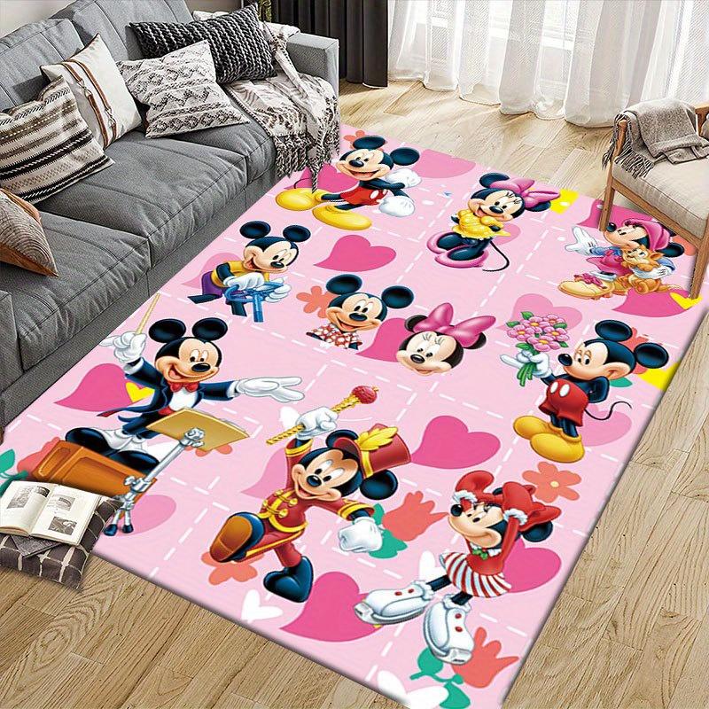 1 pièce Tapis de sol Mickey et Minnie, Tapis de sol antidérapant, Design personnage de dessin animé, Velours doux, Décor de chambre, Tapis d'intérieur lavable