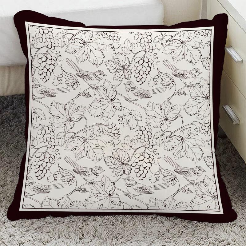 Light Luxury Pillow Retro Square Flower Decoration Sofa Ornaments Pillowcase New Chinese Style Removable and Washable Pillow Cushion