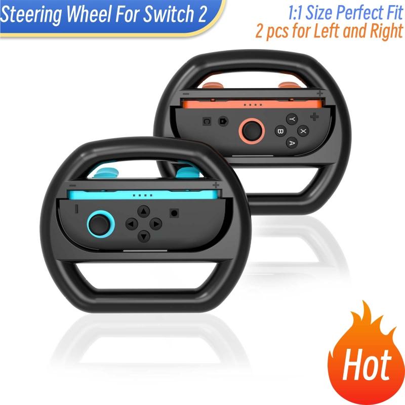 2pcs Handle Steering Wheel for Switch 2 JoyCon Controller Handle Grip for NS2 Gamepads Kart Car Racing Game Accessories