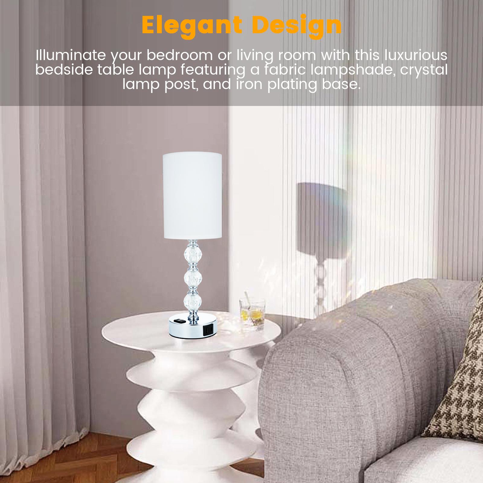 

Luxury Bedside Table Lamp Bedroom Nightstand Lamp with 3000K Warm Light Bulb Fabric Lampshade Desk Lamp with USB C+A Charging PortCelsiusAC Ou