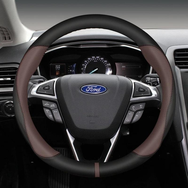 XJGE5 Carbon Fiber Steering Wheel Cover for Ford Focus F150 Mondeo Fiesta Kuga Edge EcoSport Explorer Escape Fusion Ranger Taurus