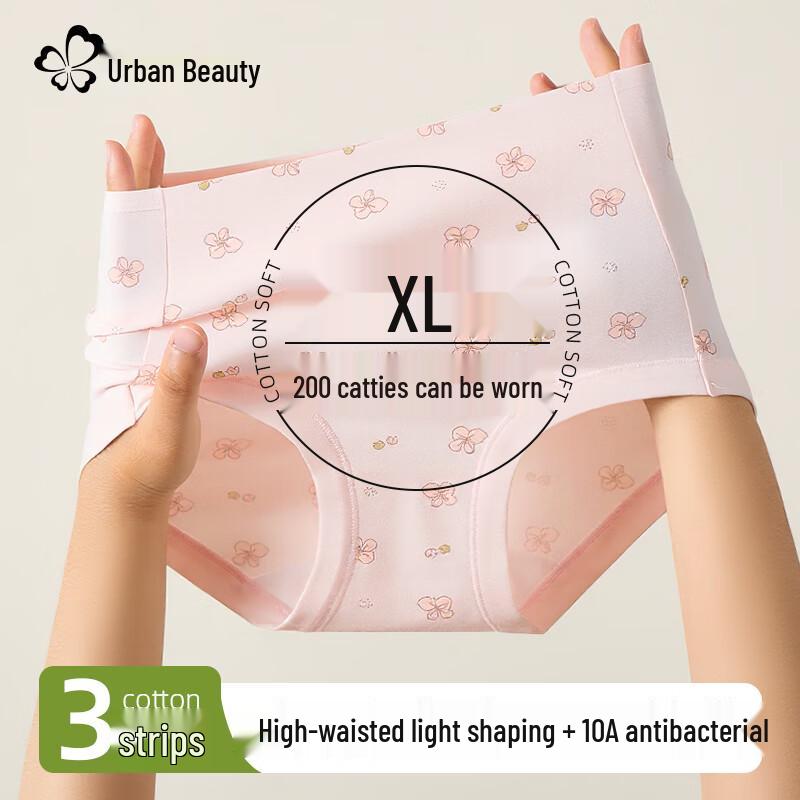 Cosmo Lady Women's Plus Size High-Waist Tummy Control Antibacterial Cotton Briefs 3-Pack