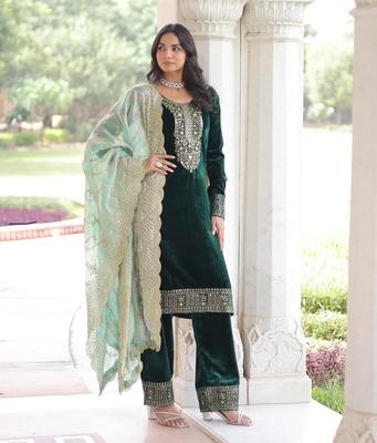Women Readymade Designer Velvet Salwar Kameez Indian Bollywood Party Wear Salwar Suit Dress