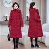 Women's XL-7X Down Cotton Long Jacket - Over-the-Knee Slimming Outerwear for Middle-Aged and Elderly